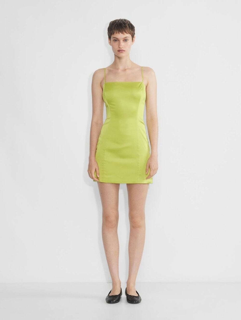 ARITZIA Sunday Best Shimmer Satin Mini Dress In Pear Green Size 12